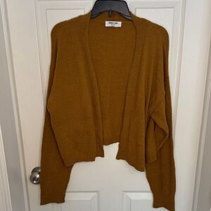 EUC Double Zero Mustard Open-Front Cropped Cardigan